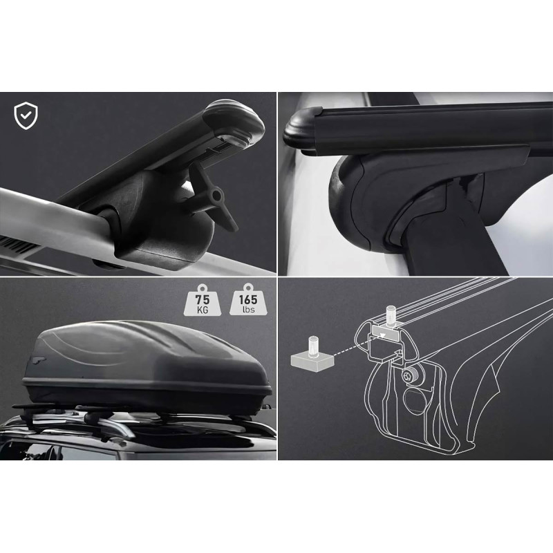 Ford Tourneo Custom Ara Atkı Bold Bar Gri 122-144 cm 2 Parça Plastik Kilit 2024 ve Sonrası