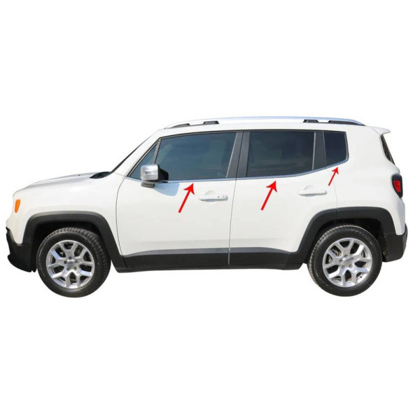 OMSA Jeep Renegade Siyah Krom Cam Alt Çıtası 6 Parça 2014 ve Sonrası