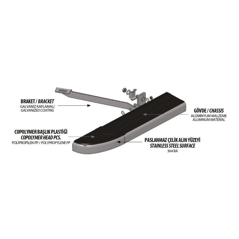 OMSA Peugeot Partner Tepee Ms Line Arka Koruma Siyah 2008-2018 Arası