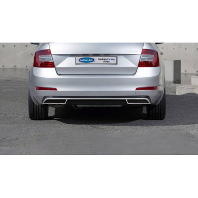 OMSA Skoda Octavia A7 Krom Egzoz Ucu Arka Difüzör 3 Parça 2013-2019 Arası