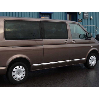 OMSA VW T5 Caravelle Krom Yan Kapı Çıtası 5 Parça Çift Sürgü Kısa Şase 2003 ve Sonrası